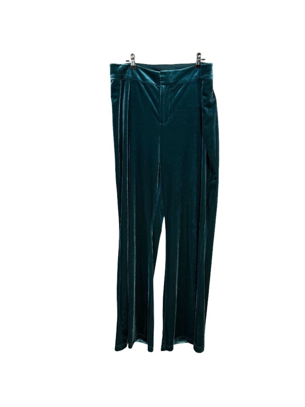 Nine West Teal Velvet High-Waist Wide-Leg Pants Size L Womens
